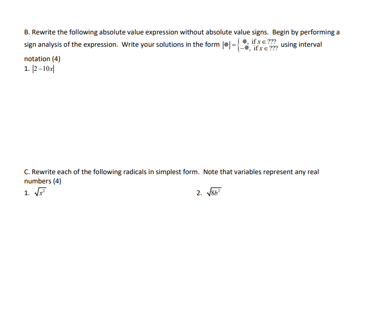 in the form * = \\_if en, using interval notation (4) 1.