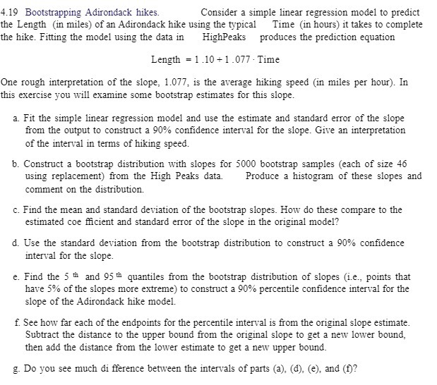 predict the Length (in miles) of an Adirondack hike using the typical