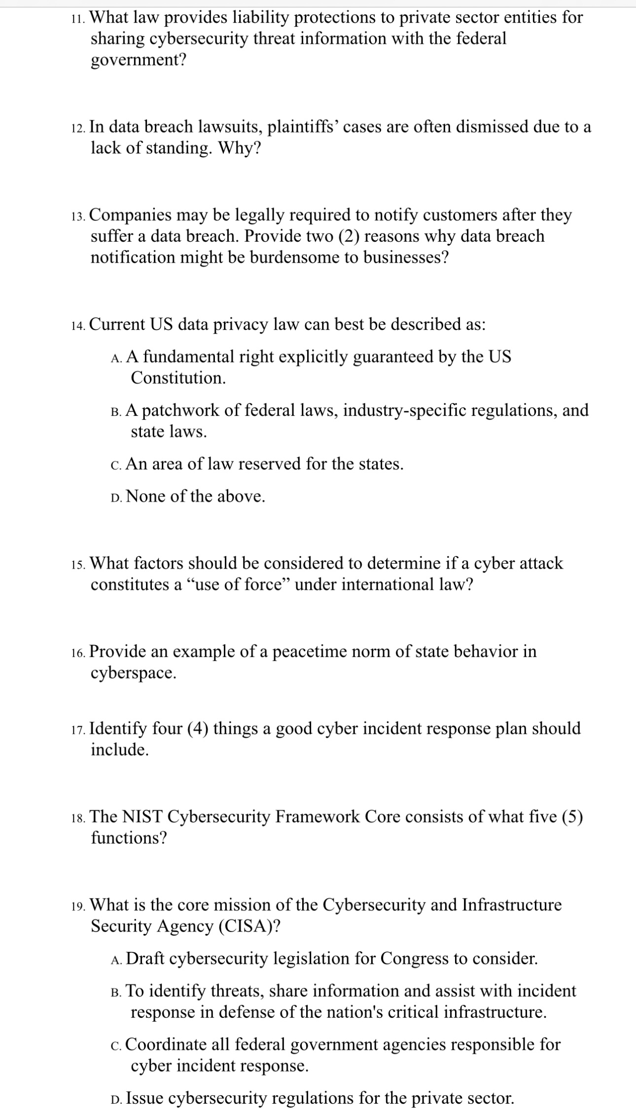 2. Presidential Policy Directive 41 identified the lead federal government agencies responsible