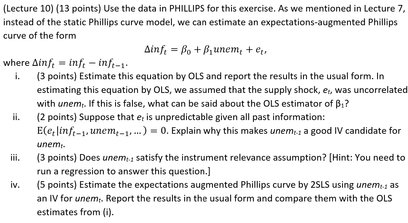 exercise. As we mentioned in Lecture 7, instead of the static Phillips