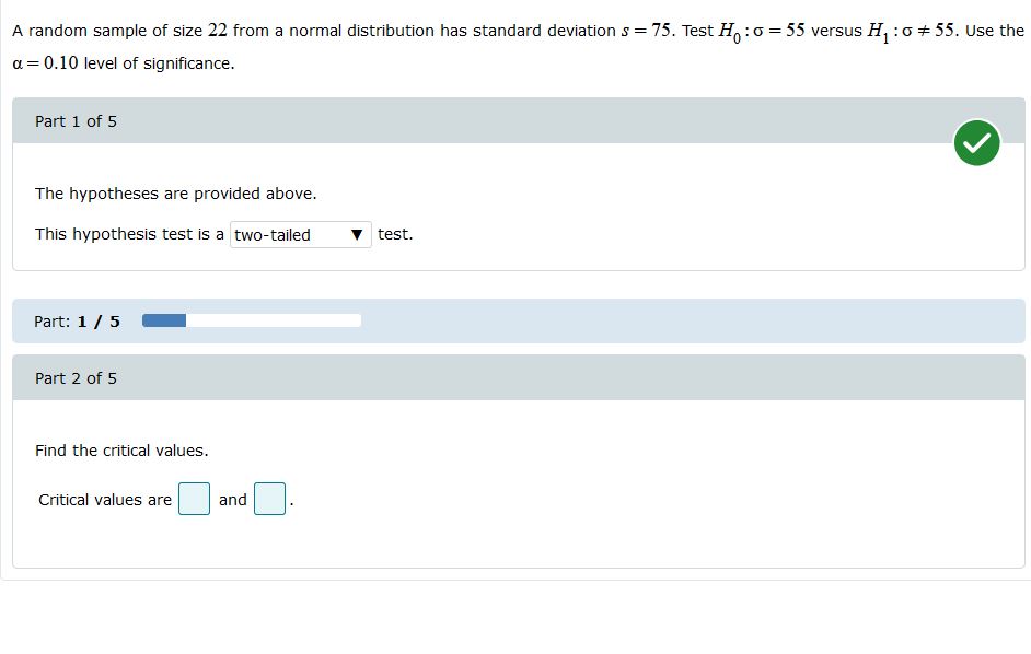 please help A random sample of size 22 from a normal