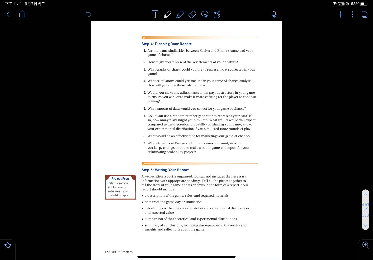 the game instructions. Read Kaelyn and Emma's report. Then, complete the questions