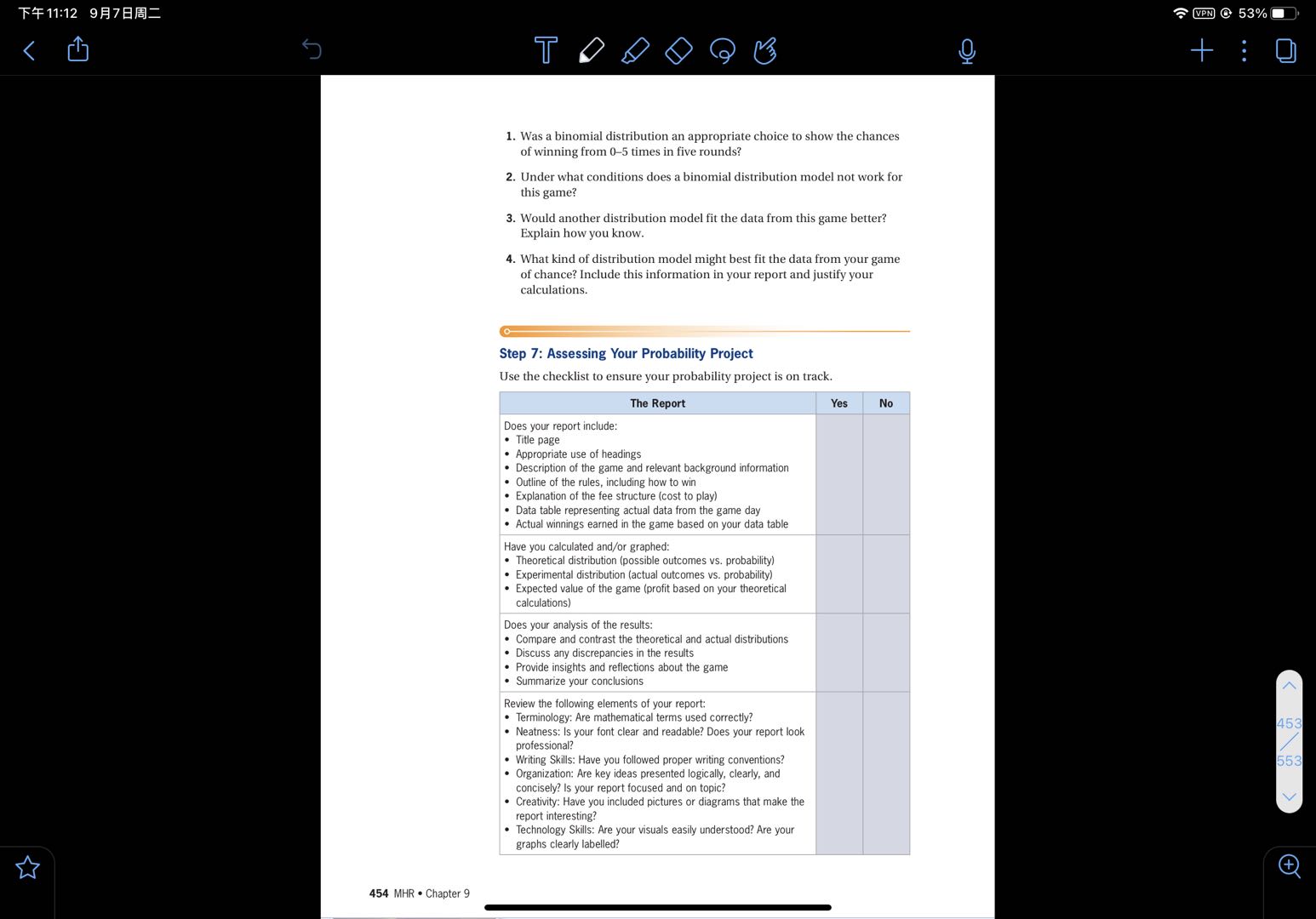 of chance and what elements you would include in your report. Record