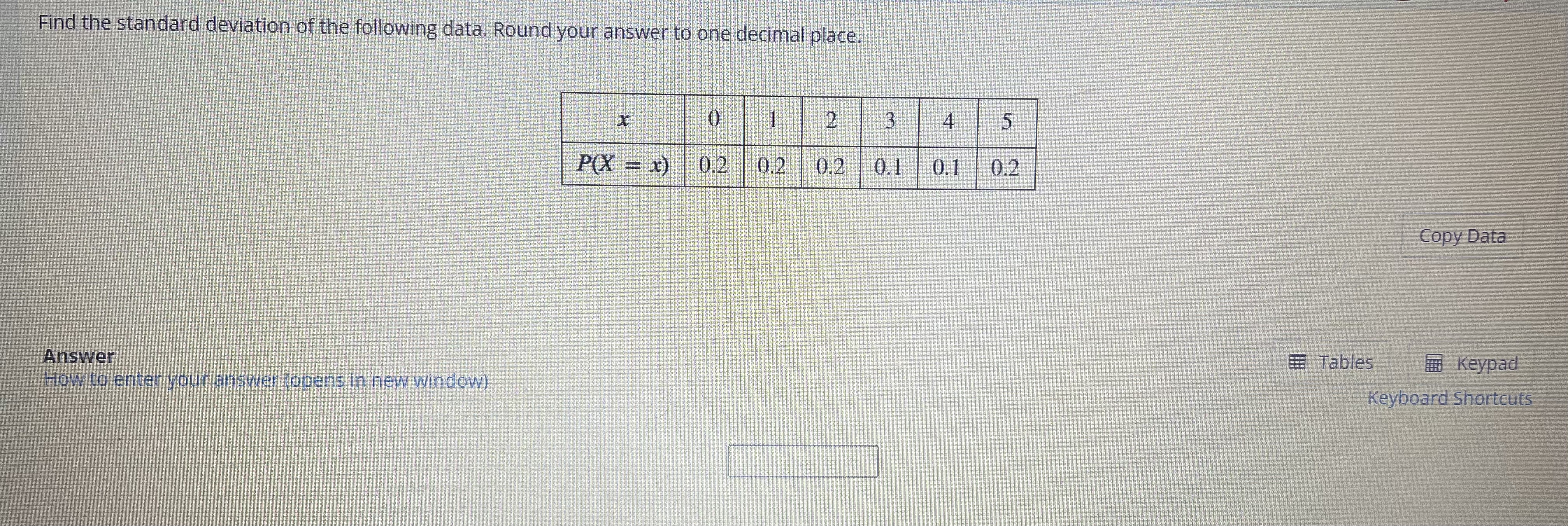 the following data. Round your answer to one decimal place. X 0