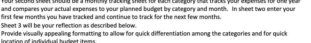  Your second sheet should be a monthly tracking sheet for each