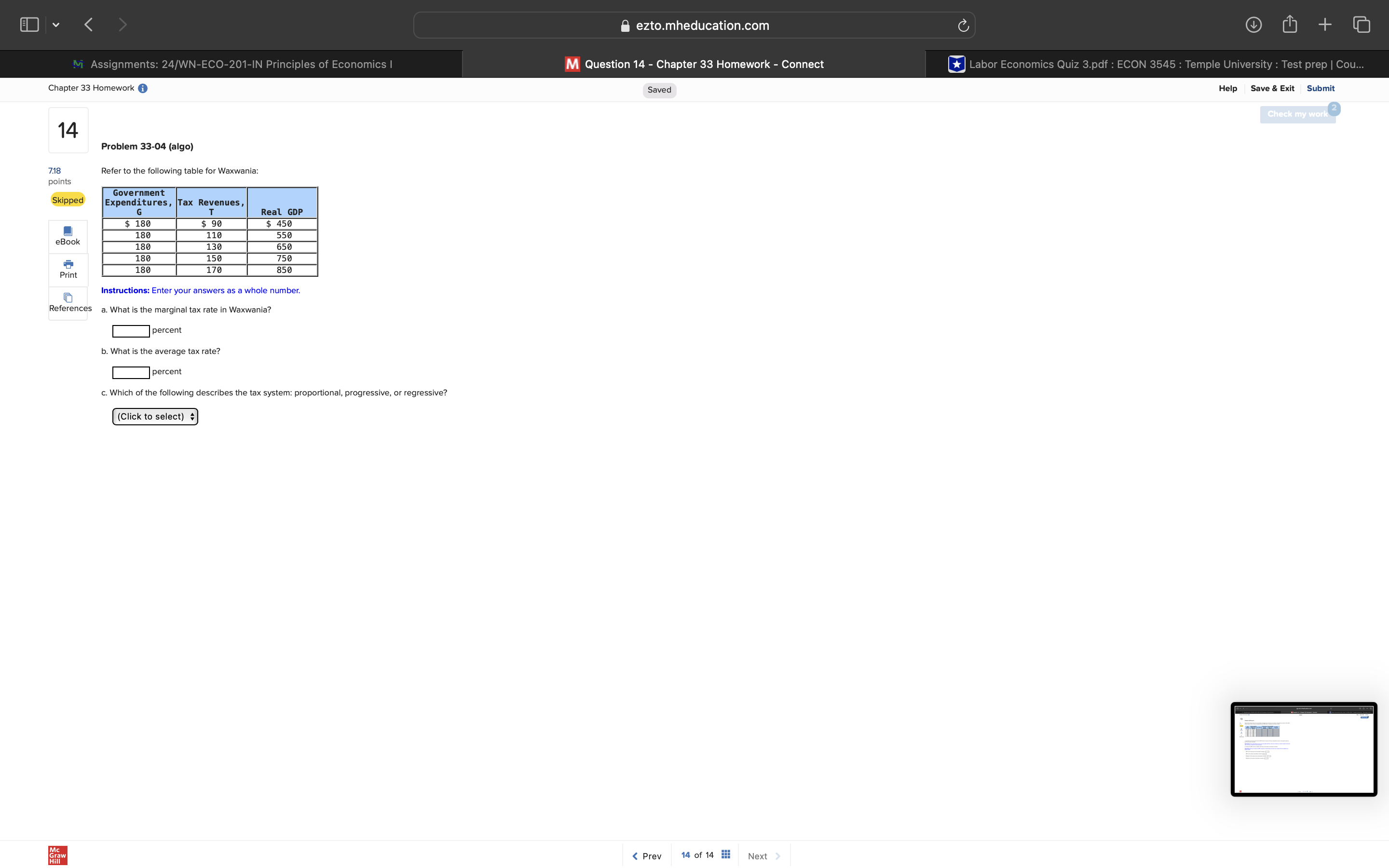 Discussion Question 33-03 eBook Full employment 6000 Tools k] ; = 3