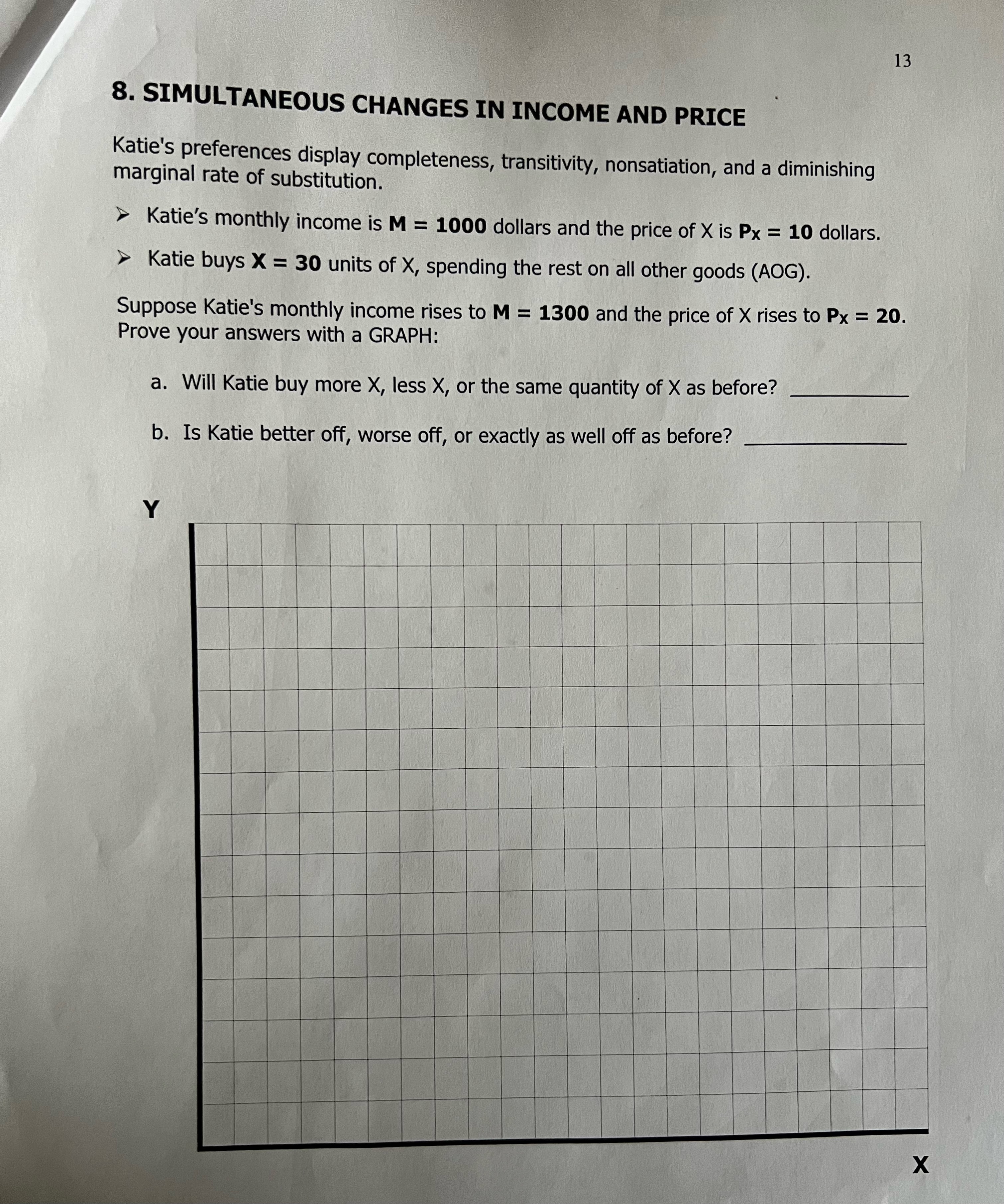 Please solve and show the graph 13 8. SIMULTANEOUS CHANGES IN