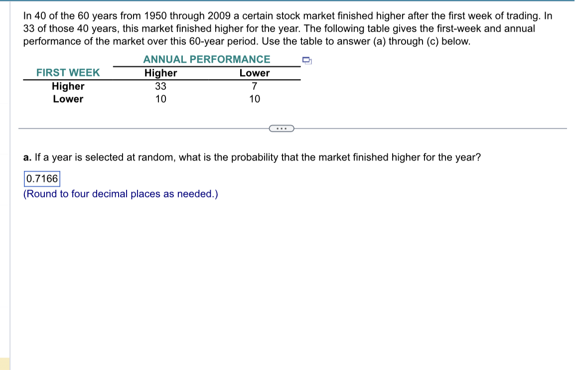 contingency table to the right to determine the probability of events. a.