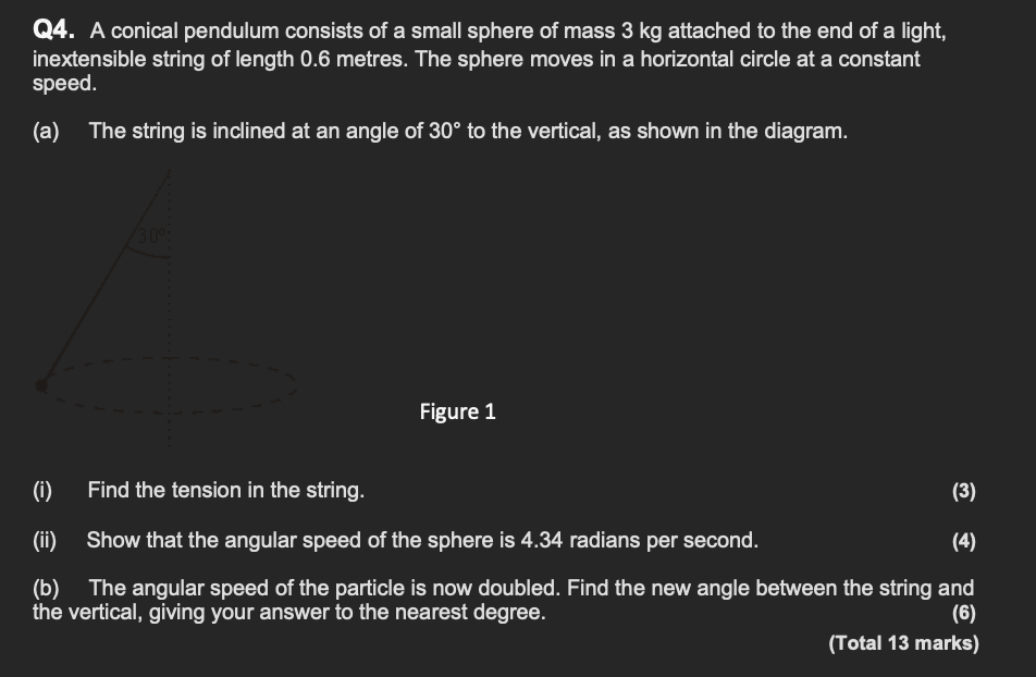 a small sphere of mass 3 kg attached to the end ofa