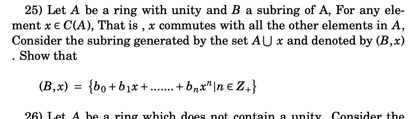 subring of A, For any ele- ment x E C(A), That is