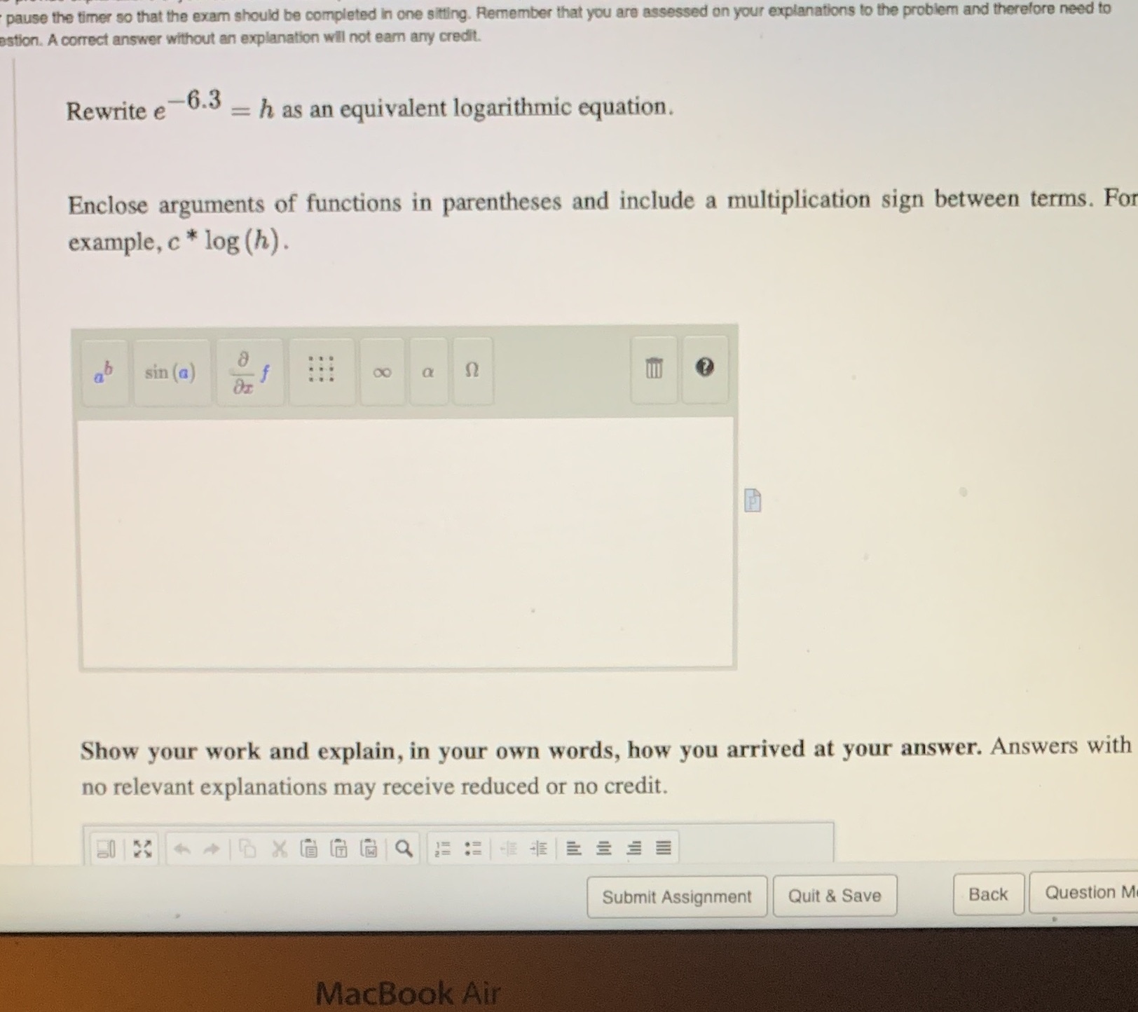  pause the timer so that the exam should be completed in