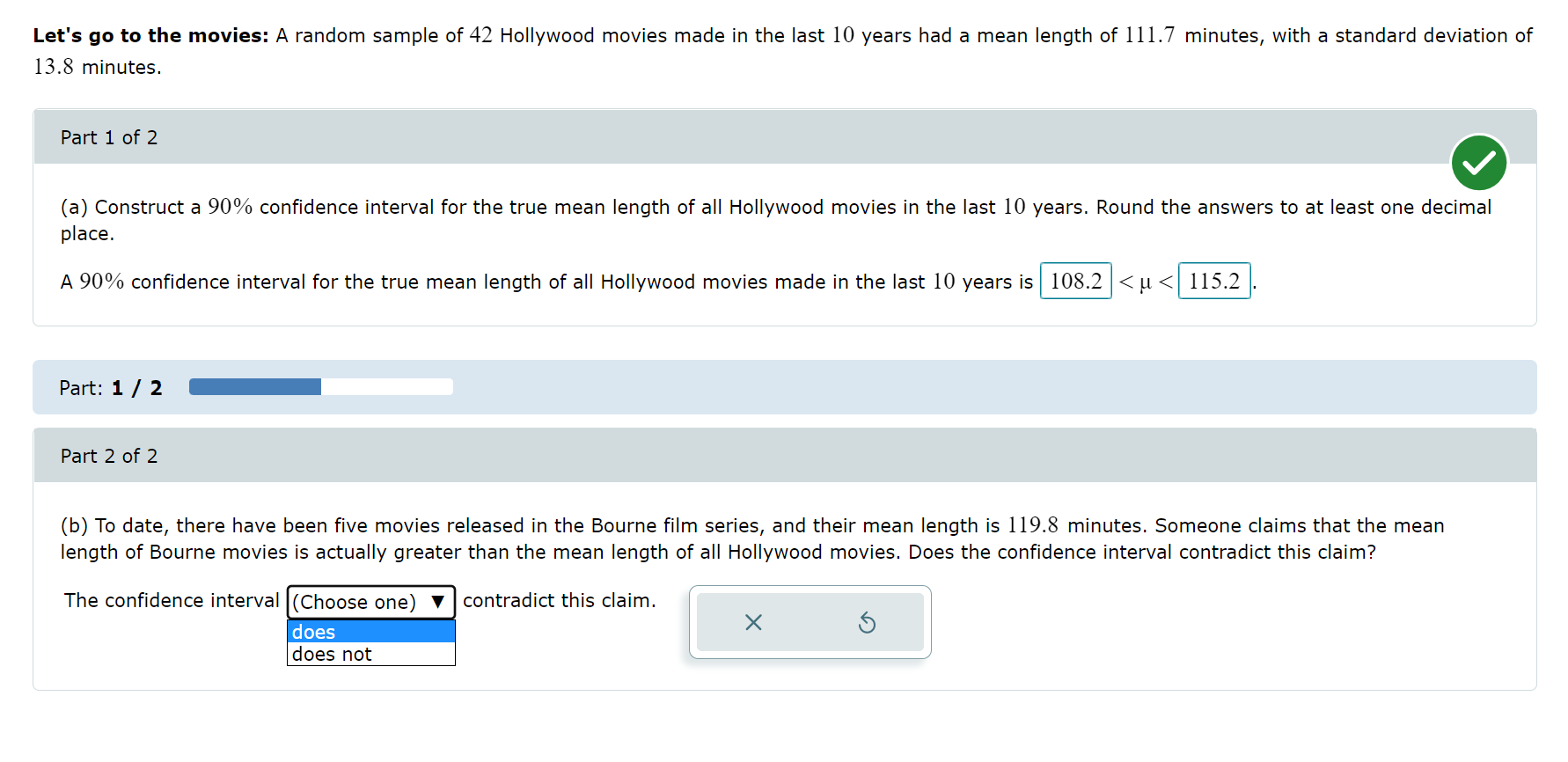 has sample mean A : 57 and sample standard deviation 3 :