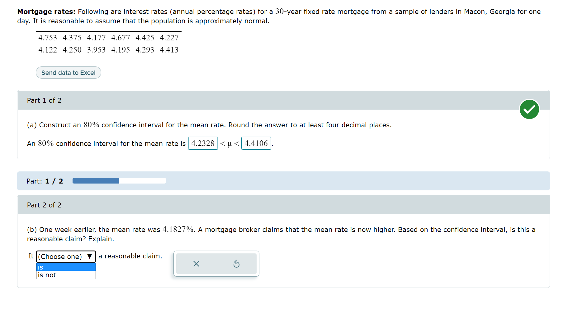 95% confidence interval for the population mean [4. Enter the values for