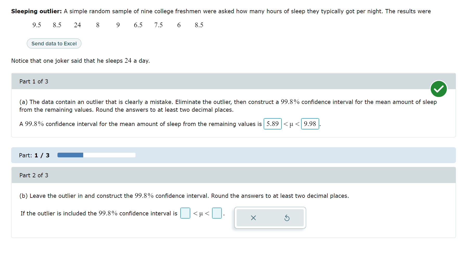 the lower and upper limits and the mean to graph. Round the