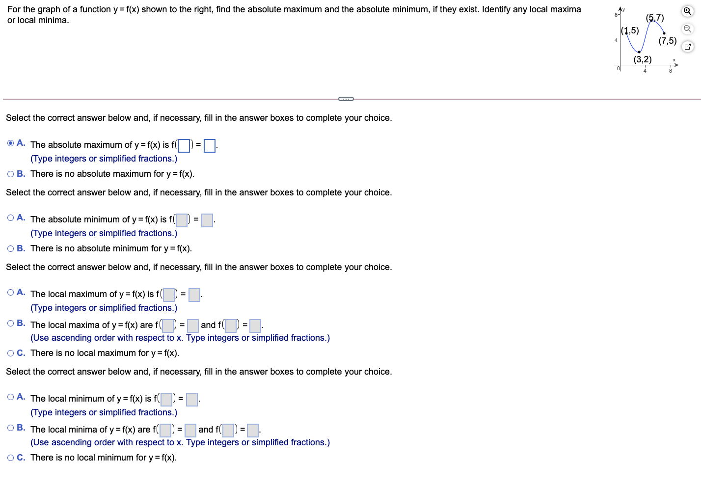  For the graph of a function y = f(x) shown to