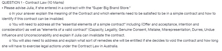 if she entered in a contract with the "Super Big Brand Store."