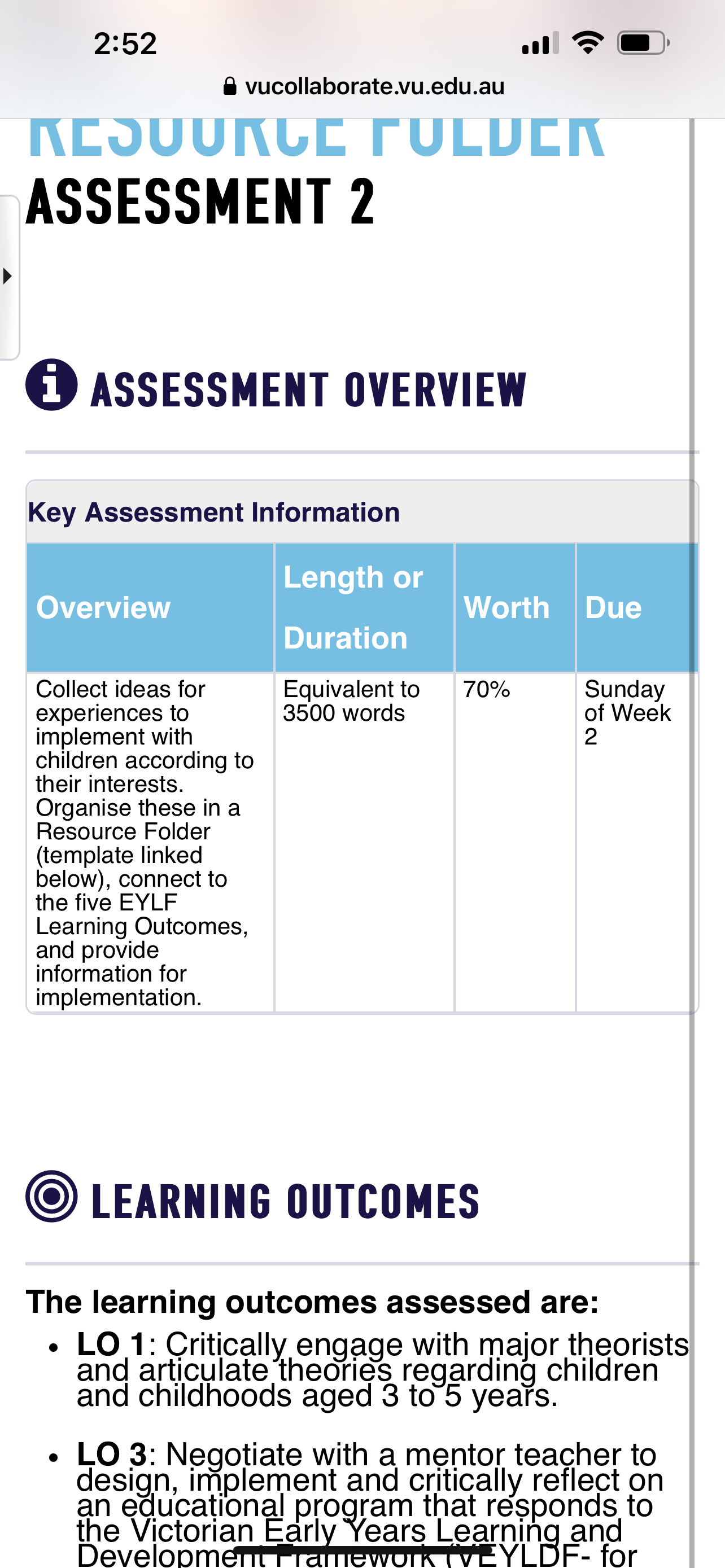 experiences to 3500 words of Week implement with 2 children according to