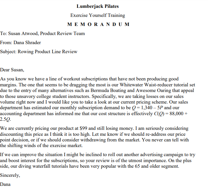 The memo assignment describes the situation and request a recommendation to