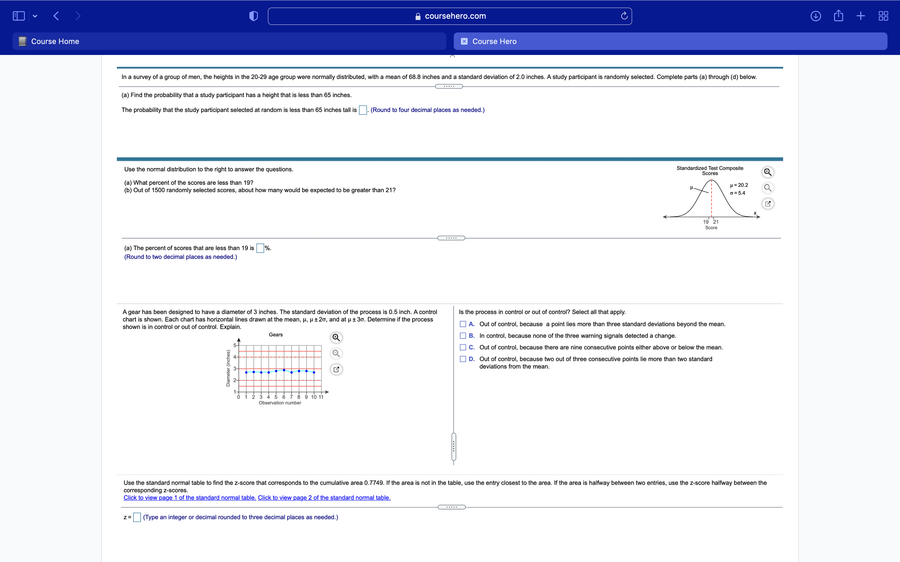 normally distributed with mean u = 50 and standard deviation 6 =