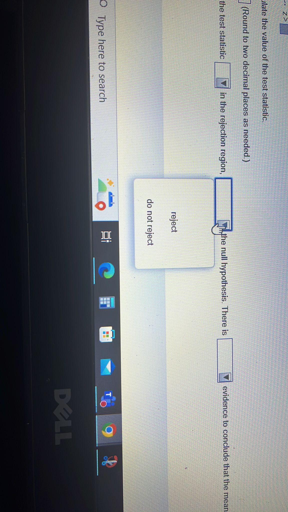 to conclude that the mean of population 1 is less than the