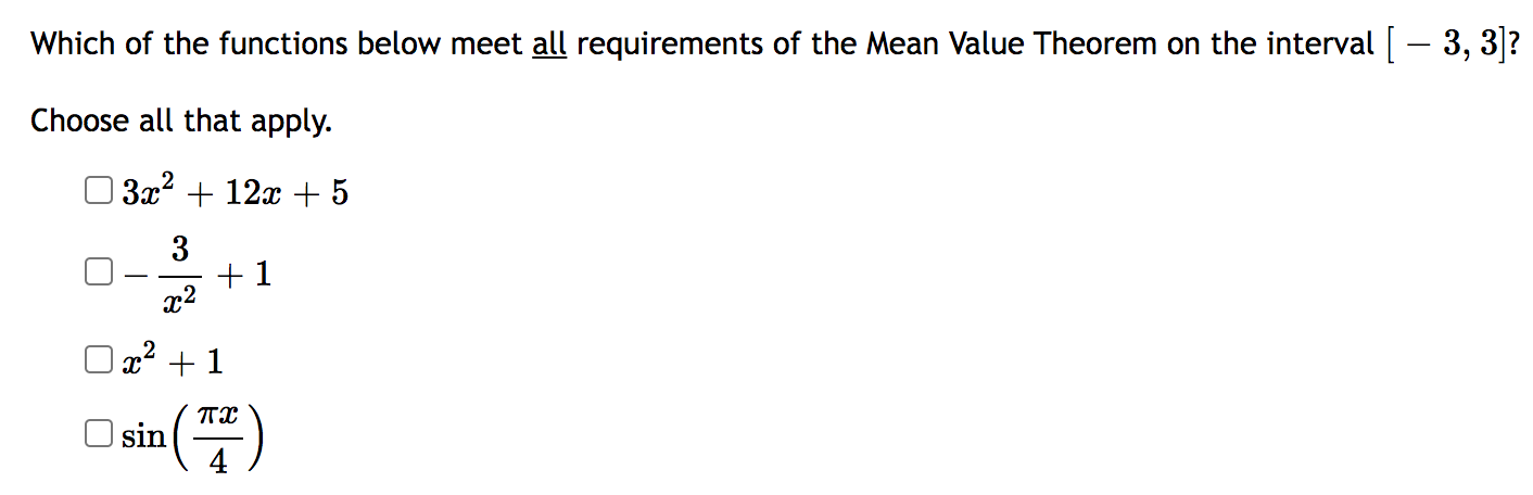 f' (c) = 0. If Rolle's Theorem does not apply, enter "DNE".