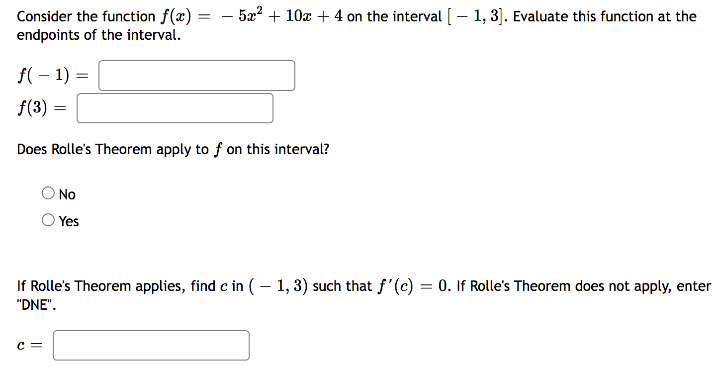 C =Let's explore the function below using the Mean Value Theorem. f(m)
