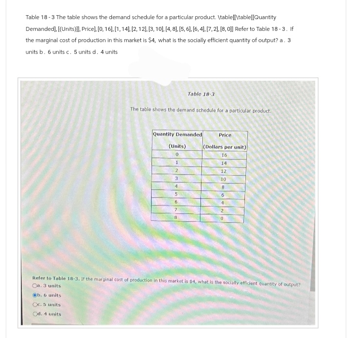  Note: the answer should be typed. Table 18-3 The table shows