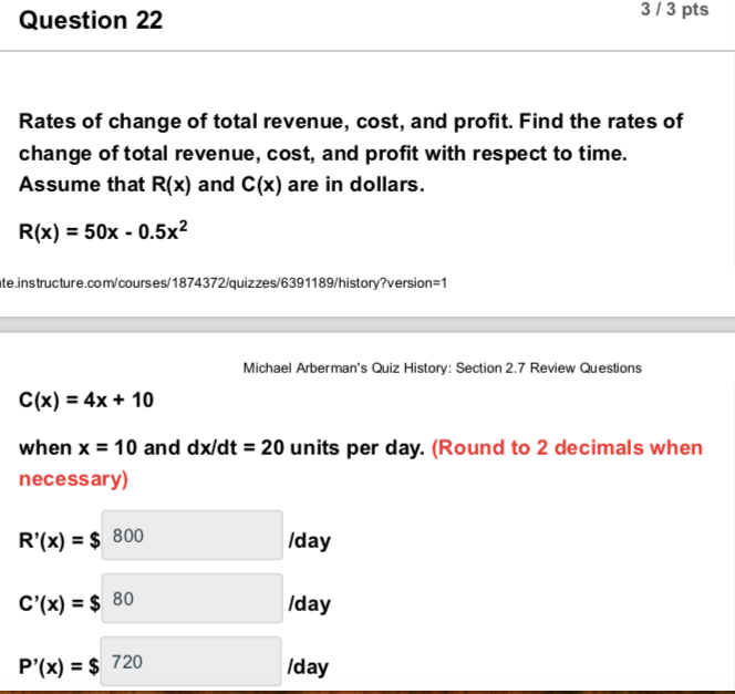 are both functions of time, measured in days. Find the rate at