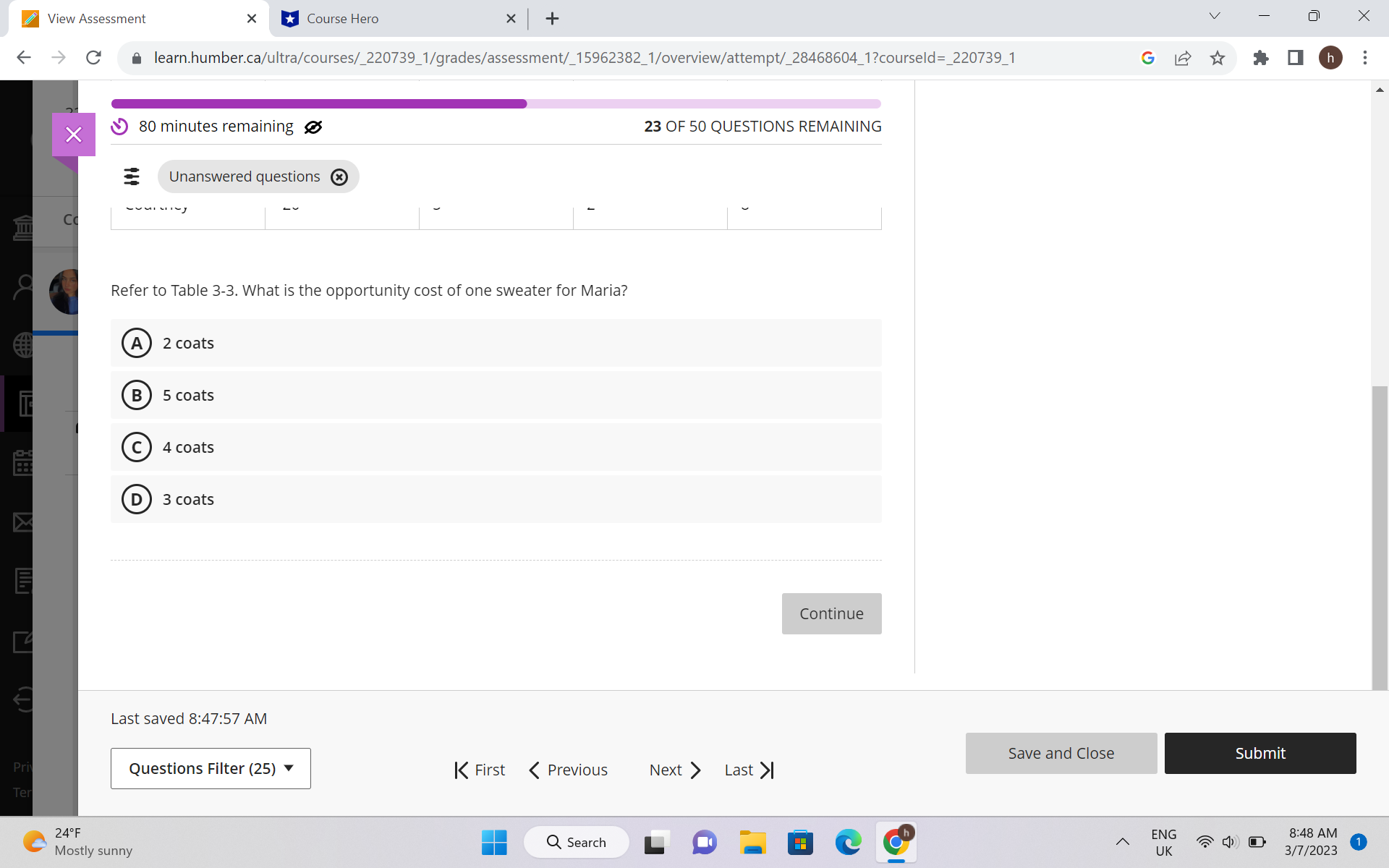 X + V X -> C o learn.humber.ca/ultra/courses/_220739_1/grades/assessment/_15962382_1/overview/attempt/_28468604_1?courseld=_220739_1 GE Assessment due date