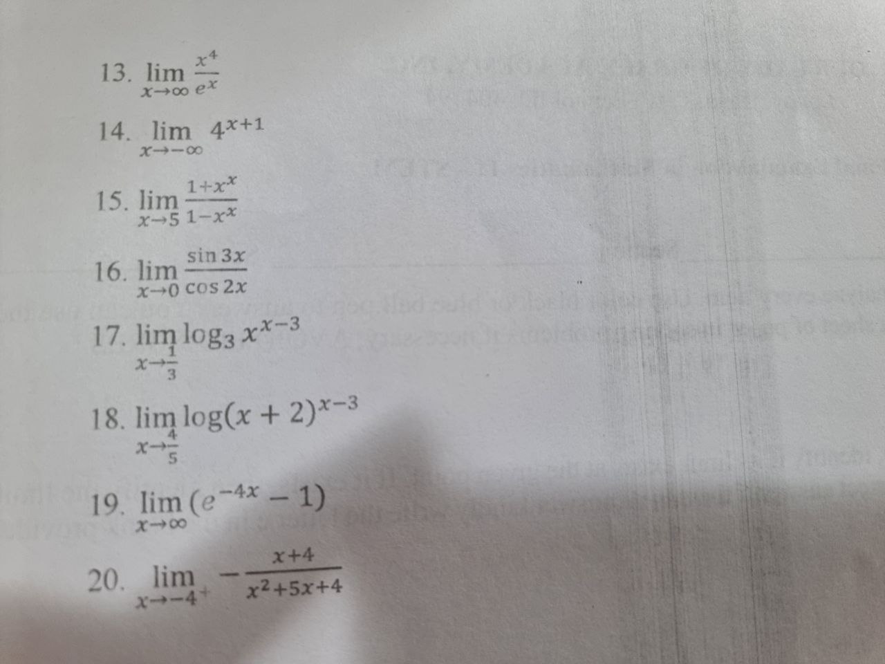 each limit. SHOW YOUR SOLUTION 74 11. lim (- X-+ 00 2x2-1