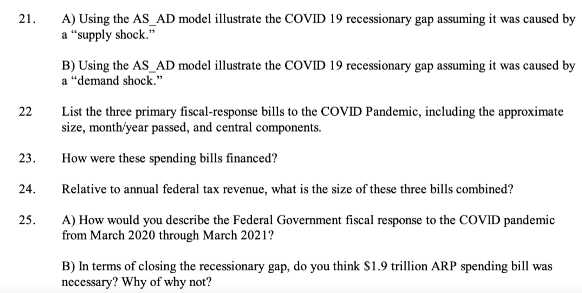 the COVID 19 recessionary gap assuming it was caused by a \"supply