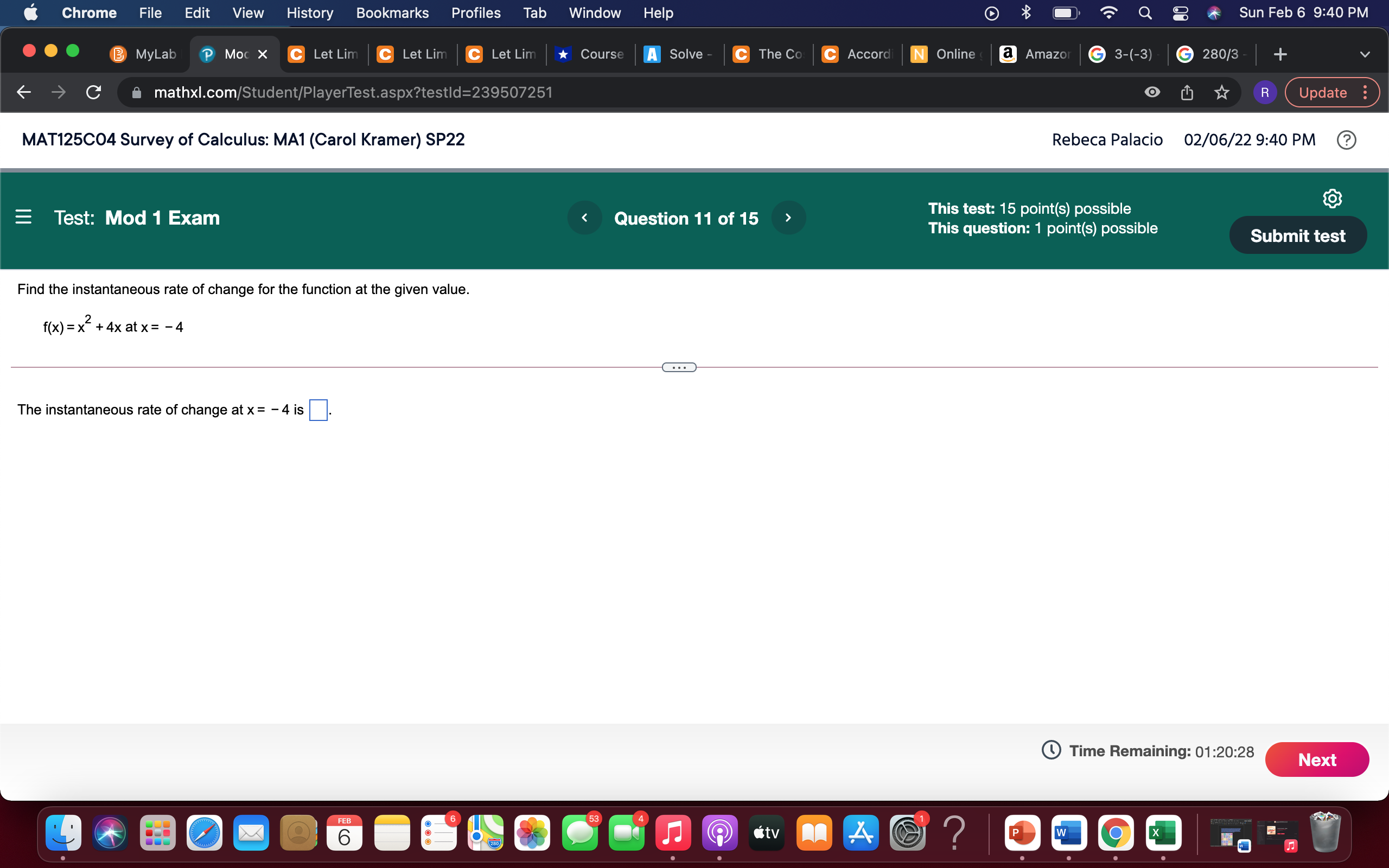2 Q Sun Feb 6 9:40 PM MyLab P Moc X C