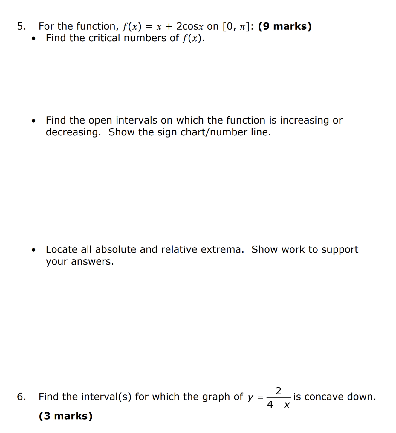 f(x) = x2 + 3x on [0, 3]. (2 marks) 3. Determine