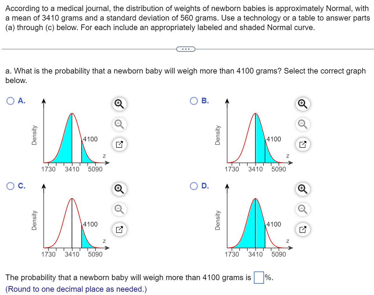 than 449 on the quantitative SAT and report the probability as a