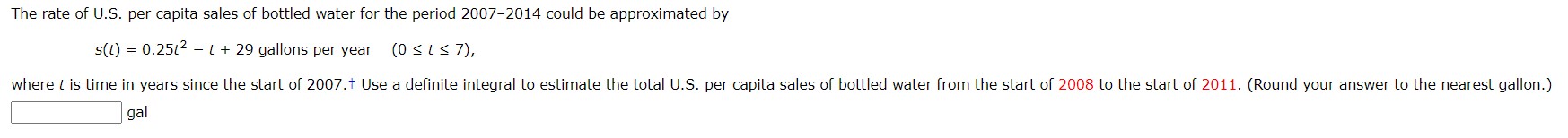 years since June 2005.T Use a definite integral to estimate to the