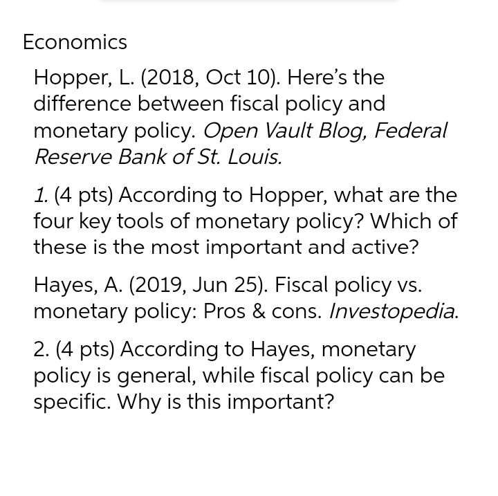 Economics Hopper, L. (2018, Oct 10). Here's the difference between fiscal