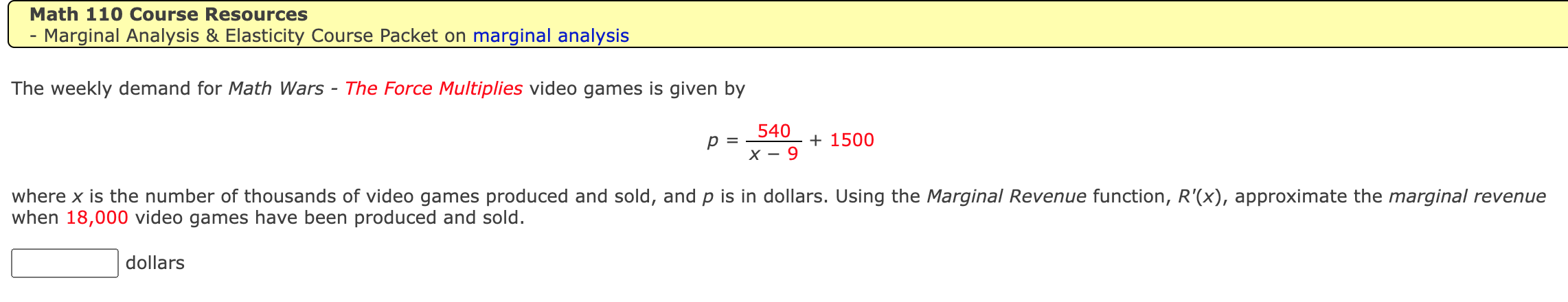 - 190x + 1500 where x is the number of Xbox video