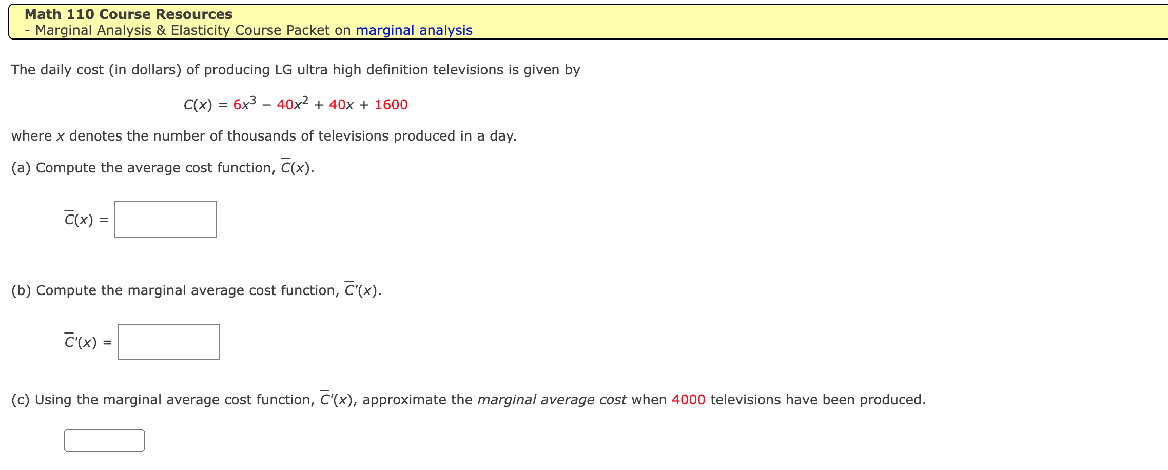 games produced and sold, and p is in dollars. Using the Marginal