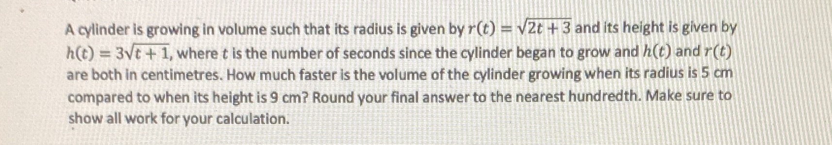 This is a calculus question. Please solve showing all steps A