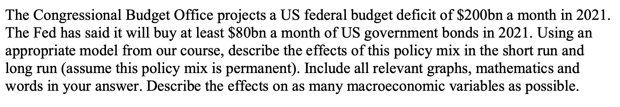 it. Thank you. The Congressional Budget Ofce projects a US federal budget
