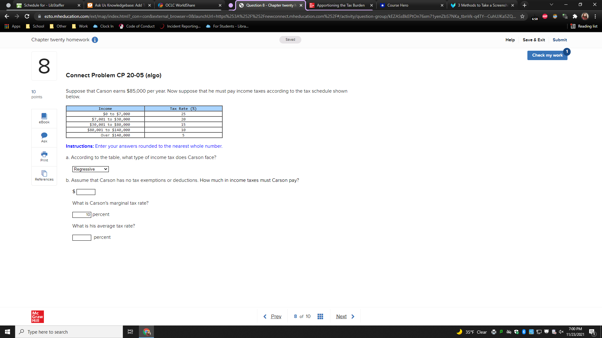 Question 8 - Chapter twenty h Apportioning the Tax Burden Course Hero