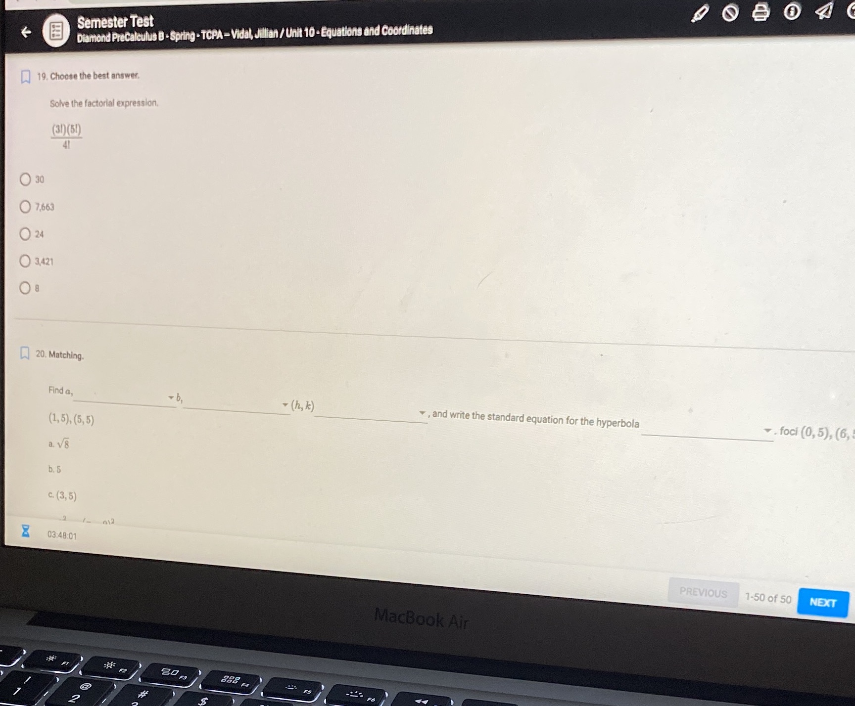 Jillian / Unit 10 - Equations and Coordinates 19. Choose the best