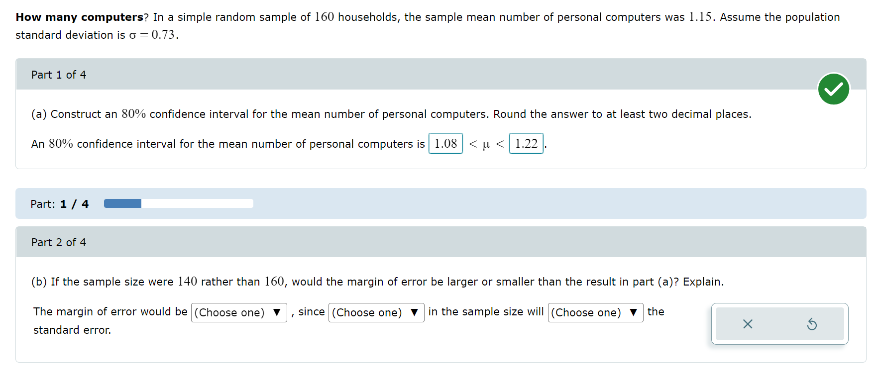 How many computers? In a simple random sample of 160 households,