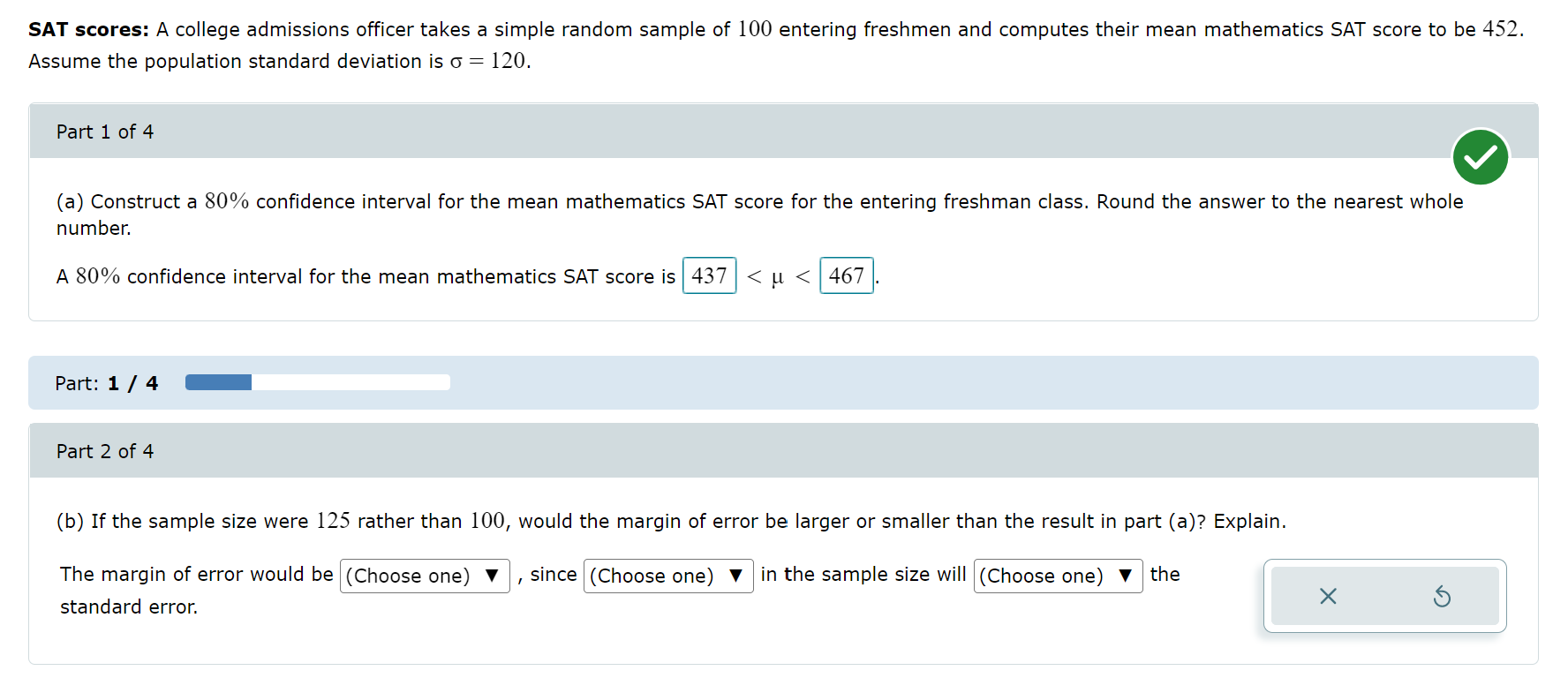 confidence interval for the mean number of personal computers. Round the answer