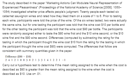 the differences was 26 degrees. Is there convincing evidence that the mean