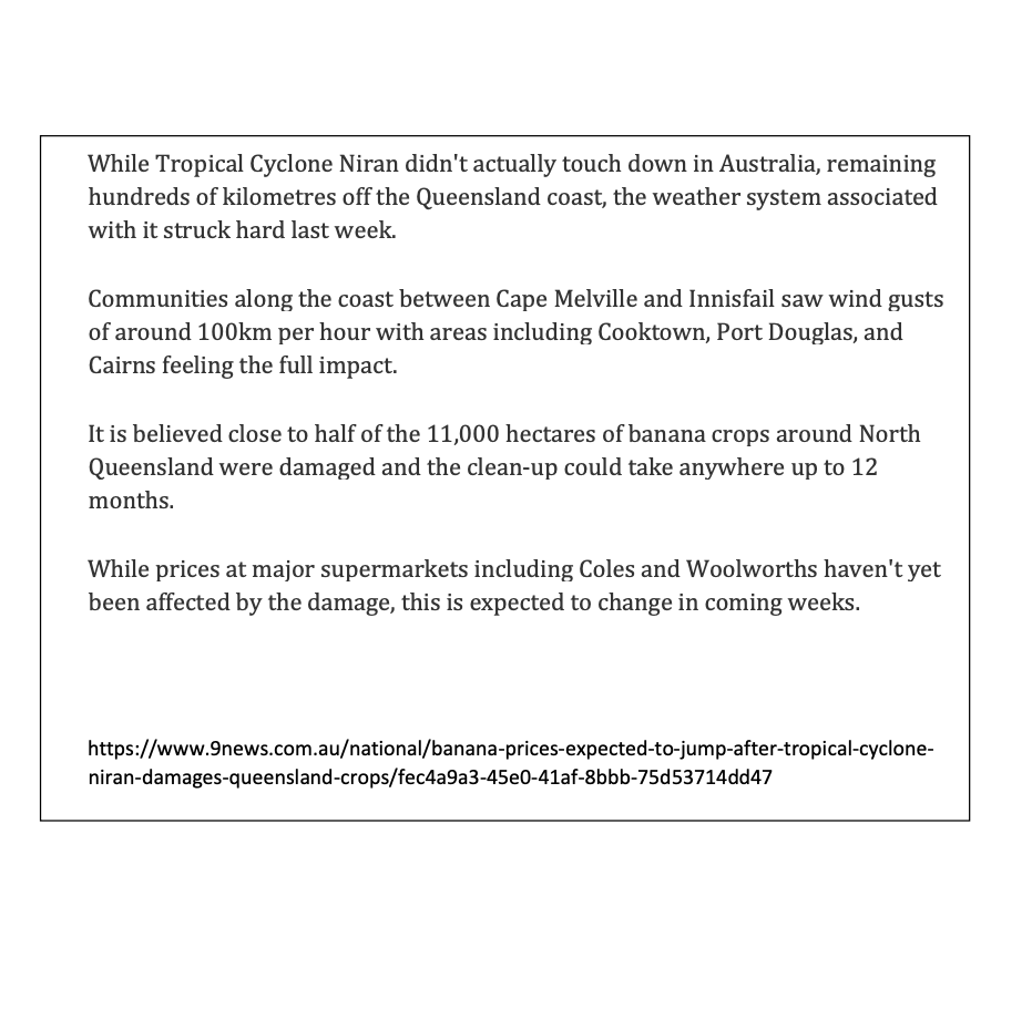 While Tropical Cyclone Niran didn't actually touch down in Australia, remaining