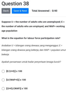U. the number of adults who are unemployed; Ex the number of