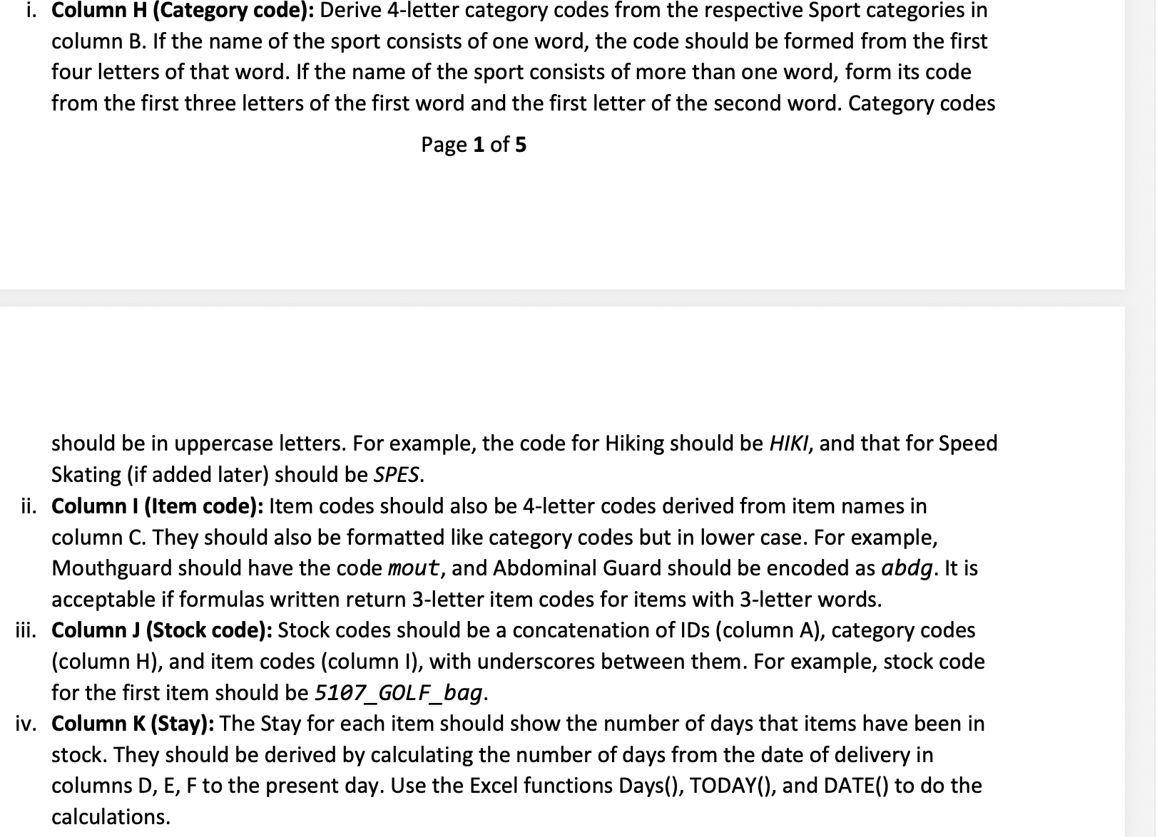 respective Sport categories in column B. If the name of the sport