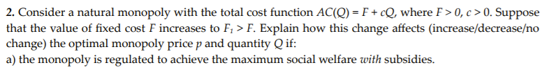 that the value of fixed cost F increases to F, > F.