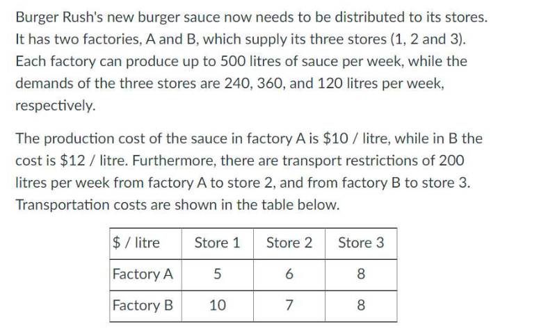B Store 2 160 O 19 1E+30 1 $D$7 Factory B Store